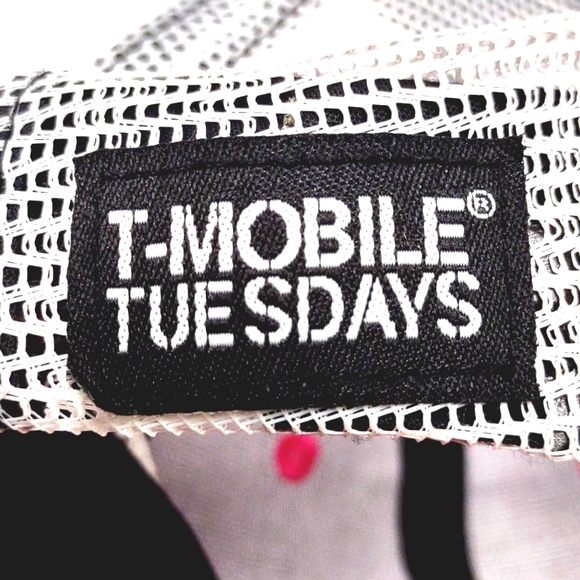 T Mobile Tuesdays Unisex Snapback Trucker Hat Pink and Black Accessory - Picture 5 of 5
